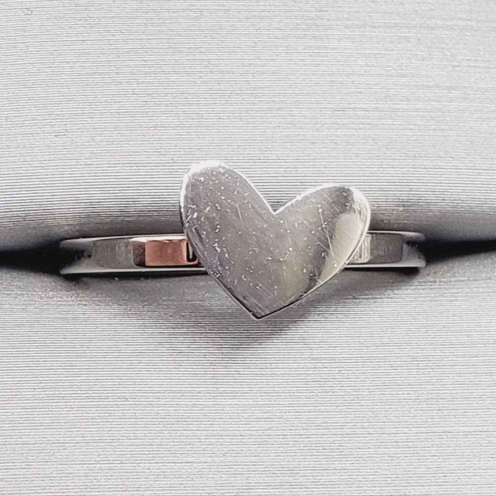 Silver Tone Heart Ring — Minimalist Romance & Modern Shine